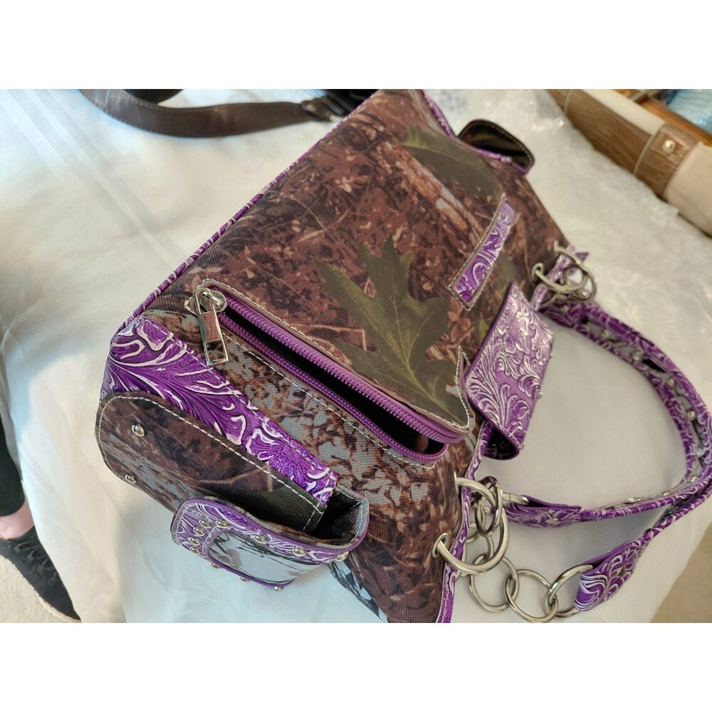 Cowgirl Trendy  Concealed Carry Purse with Wallet and Ammo Pouch Silver Sparkly - Picture 3 of 11